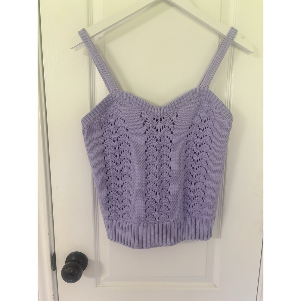 Scoop Women's Crochet‎ Sweater Tank Top with Sweetheart Neck, Size L (12-14)
